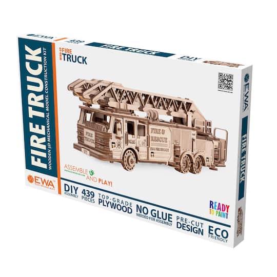 EWA™ Eco-Wood-Art Fire Truck 3D Wooden STEM Construction Kit